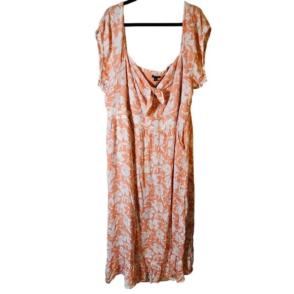 Torrid Dress Womens Size 4X Plus Size 4 Orange Floral Vacation Work Cruise - Picture 7 of 10